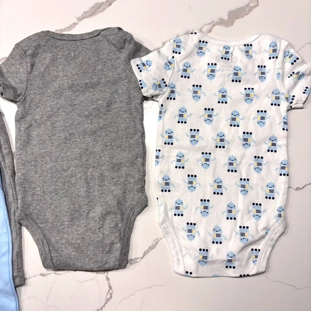 CIRCO 4-Piece Bodysuits Lounge Pants Infant Baby Set Light Blue Grey White 6-9M